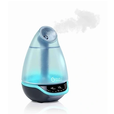 Immagine di Babymoov Umidificatore digitale Hygro Plus con luce notturna (7 colori), controllo automatico dell&#039;umidità, diffusore di oli essenziali multicolore