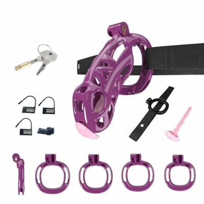 Immagine di EVANEM Il Dispositivo di bloccaggio della Gabbia da Uomo Viola può Essere Combinato con la Cintura Assistenza per l&#039;esercizio Fisico (A1Z)