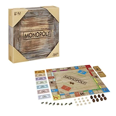 Immagine di Monopoly Rustic, edizione speciale in legno, il classico dei giochi da tavolo, Esclusivo Amazon (Tedesca)