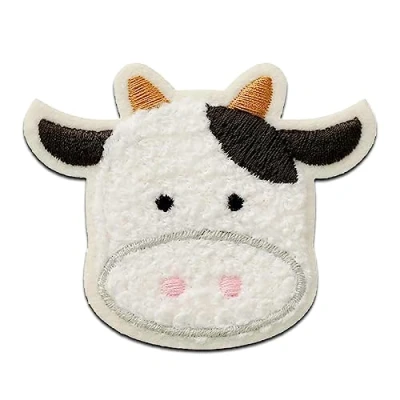 Immagine di Mono Quick Mucca di Ciniglia animale Toppe Termoadesive Patch Toppa Ricamate, Misura: 5,4 x 6,6 cm