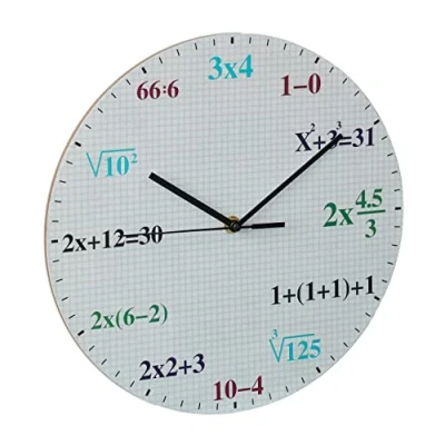 Immagine di Relaxdays Orologio da Parete, Ø 30 cm, Cifre in Formule di Matematica, Camera Letto Ragazze, Colorato