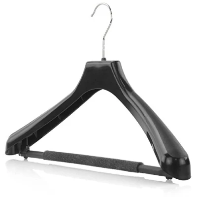 Immagine di Hangerworld 10 Grucce Appendiabiti 42cm in Plastica Nera con Spalline Larghe per Giacche e Cappotti