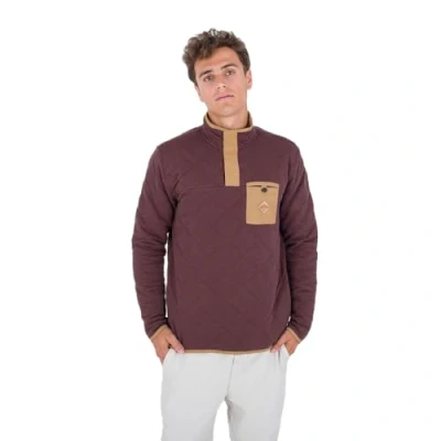 Immagine di Hurley Middleton Pile Trapuntato con Zip a 1/4 Maglione Pullover, Expresso, XL Uomo