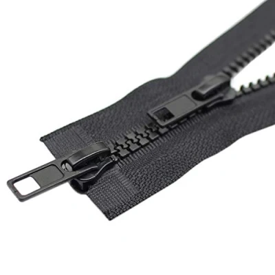 Immagine di YaHoGa 2 pezzi 200 cm #5 cerniera plastica divisibile a vie, chiusura lampo nera da 5 mm, per cappotto giacche (2 vie)