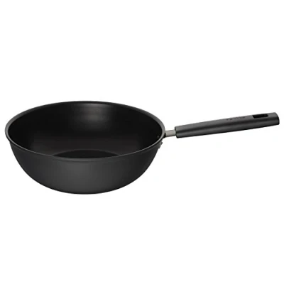 Immagine di Fiskars Wok, Ø 28 cm, Capacità: 4,5 litri, Adatto a tutti i piani cottura, Alluminio/Plastica, Resistente ai graffi, Rivestimento antiaderente, Hard Face, Nero, 1052233