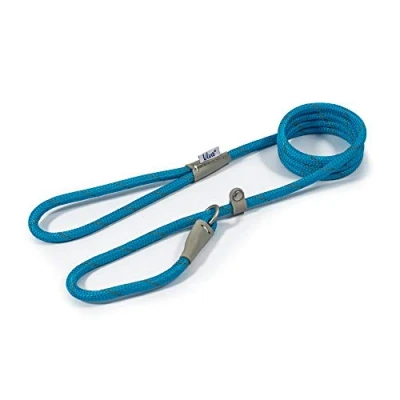 Immagine di Ancol Viva Guinzaglio in corda riflettente e vera pelle, 120 x 1,2 cm, colore: Blu
