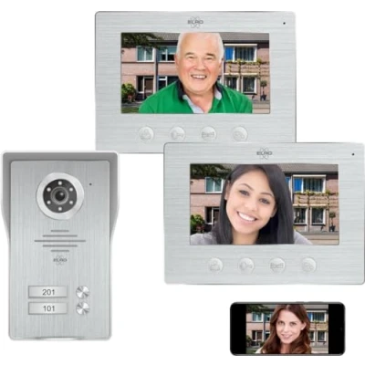Immagine di ELRO Videocitofono DV4000IP per 2 unità abitative con visione notturna, telecamera HD, controllo WiFi e app, inclusi monitor da 7 pollici