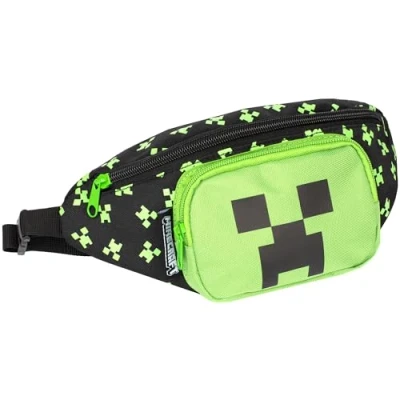 Immagine di Minecraft marsupio per ragazzi con cinghia regolabile, leggero, divertente, da viaggio bambini, Verde, Classico