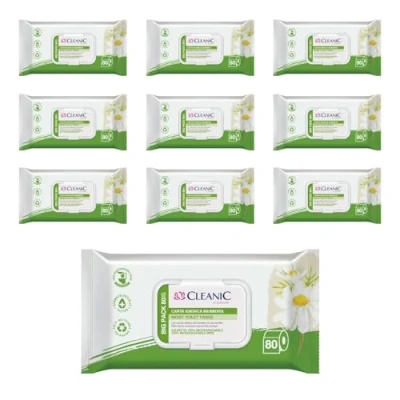 Immagine di Cleanic Carta igienica umidificata Con Estratto di Camomilla lavabile Salviette umidificate per la pulizia intima Delicate pelle sensibile 80x10 Pezzi
