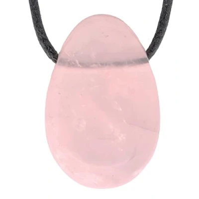 Immagine di Lebensquelle Plus ciondolo a goccia in Quarzo rosa, forma di con nastro cotone, pietre preziose alta qualità, Pietra semipreziosa,