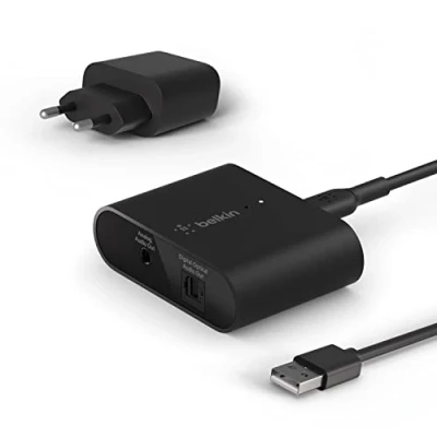 Immagine di Belkin SoundForm Connect AirPlay 2 (adattatore audio per lo streaming wireless, ingressi ottico e 3,5 mm iPhone, iPad, altri dispositivi compatibili con AirPlay)