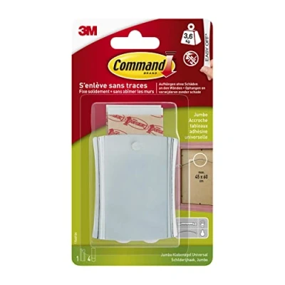 Immagine di Command 17048 Gancio per appendere quadri, in metallo, misura XL, portata fino a 3,6 kg, con 4 strisce adesive