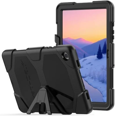Immagine di TECHGEAR G Shock Custodia per Samsung Galaxy Tab A9 Plus 11&quot; 2023 (SM X210/SM X215), resistente e robusta, antiurto, con supporto, bambini, scuole, costruttori, operai, colore nero