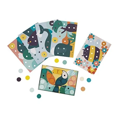 Immagine di Janod I Miei Primi Mosaici in Legno Giocattolo Multisensoriale 6 Cartoline Forate e 38 Chiodini Apprendimento dei Colori Manualità Vernice ad Acqua Dai 2 Anni, J08277