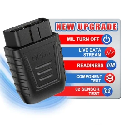 Immagine di iKiKin Scanner diagnostico Wireless dell&#039;automobile OBD2 Bluetooth 5.0, Test di Prestazione della Prova Fumo Luce del Motore, Lettore codice Errore Motore iOS e Android (Nero)