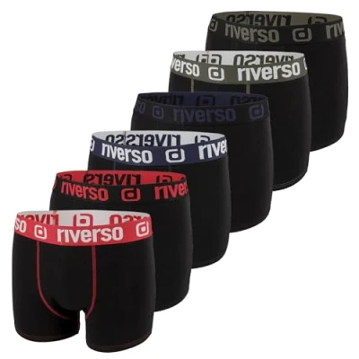 Immagine di riverso RIVOle, boxer da uomo, confezione 6 pezzi, biancheria intima, stile retrò, elasticizzati, nero, grigio, blu, bianco, verde, rosso, arancione, giallo, S, M, L, XL, XXL, 3XL, 4XL, 5XL,