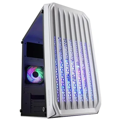 Immagine di Mars Gaming MC S2, Case PC Micro ATX Ultra Compatto, Griglia Frontale, 2x Ventole FRGB, con Finestra Laterale Completa, Supporta Raffreddamento Liquido fino a 240mm, Bianco