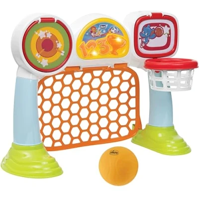 Immagine di Chicco Gioco Multisport League, Elettronico e Interattivo, Canestro, Tabellone con Luci Suoni, 3 Modalità di Gioco, Palla Plastica Morbida Inclusa, Giochi per Bambini 2 5 Anni