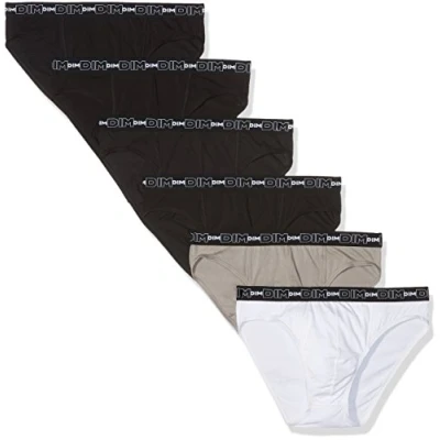 Immagine di DIM Slip in Cotone Elasticizzato Traspirante Uomo x6, Nero/Grigio/Bianco/Nero/Nero/Nero, L