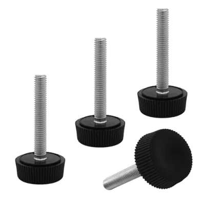 Immagine di SKIR&#039;CO 4 piedini di livellamento per mobili, M5 x 30 mm, gambe rotonde regolabili in metallo, stelo filettato M5, piedino livellatore