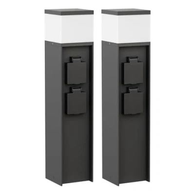 Immagine di ledscom.de 2 pezzi bitta luminosa PODEL per esterni, 39cm, nero, prese, incl. lampadina G9, 501lm, bianco caldo