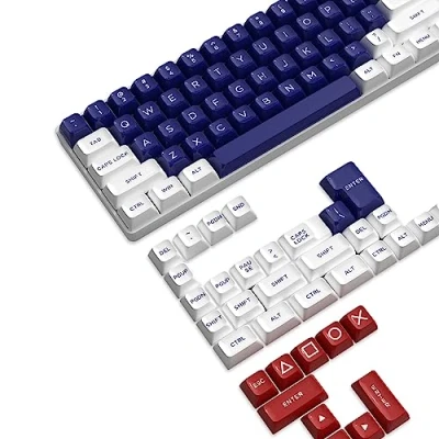Immagine di MAMBASNAKE 149 Tasti Doppio Colpo PBT Copritasti Set,Profilo ASA,ANSI US Layout per TKL/61/68/87/98/104/108 Tastiera Meccanica,Compatibile con Cherry MX Gateron Otemu Kailh Interruttori (Blu Scuro)