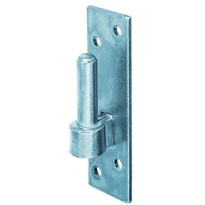 Immagine di Alberts 306809 Cardine su piastra, forma bavarese con gancio DI o DII, zincato blu, entrata Ø14 mm, Piastra 130 x 40 mm