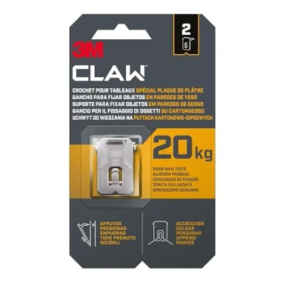 Immagine di Command 3M Claw Gancio appendiquadri per cartongesso, 20 kg 3PH20 2WMR, 2 Ganci, Argento