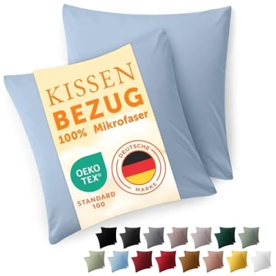Immagine di Blumtal Federe Cuscini Divano 60x60 cm Set di Copricuscini per Divani in Microfibra a 2 Pezzi con Chiusura Busta, certificati Oeko Tex, extra morbidi e lavabili Azzuro Chiaro