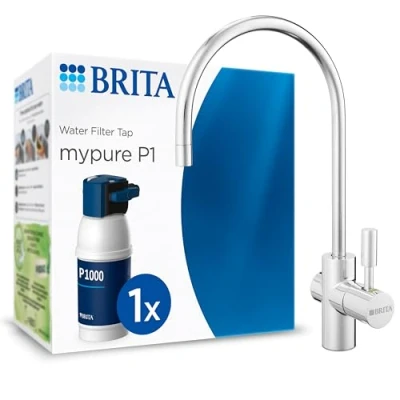Immagine di BRITA mypure P1, Sistema di filtrazione con rubinetto e cartuccia filtrante P1000, Riduce calcare, metalli, cloro impurità