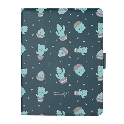 Immagine di WONDEE Mr Wonderful Custodia universale per tablet da 9,7&quot; a 10,2&quot; pollici, tipo libro con motivo Cactus