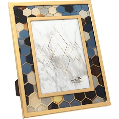 Immagine di Cornice per foto esagonale multicolore in acciaio inossidabile 15 x 20 cm