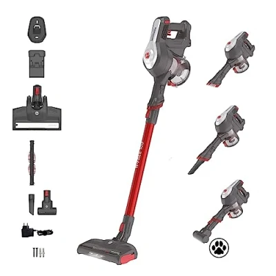 Immagine di Hoover H FREE 100 HF122GPT 011 Aspirapolvere Elettrica Senza Fili, Sacco, 170W, 0,9 L, Ciclonico, Mini Turbo Spazzola, Autonomia 40 Min, Rosso