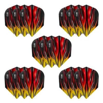 Immagine di Harrows freccette di fuoco, 5 set alette per (15 totali), 100 micron, extra resistenti, realizzate nel Regno Unito, accessori professionali freccette, colore giallo
