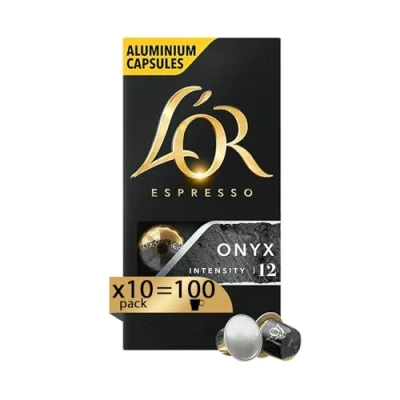Immagine di L&#039;Or capsule Caffè Espresso Onyx 100 in Alluminio Intensità 12 Compatibili con Macchine Nespresso®* original 10 confezioni da