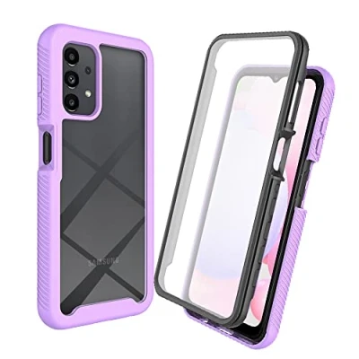 Immagine di XINNI Cover per Samsung Galaxy A23 4G(5G), Protezione Schermo Integrata 360 Gradi Antiurto Custodia, Rugged Doppia Faccia Bumper Trasparente Full Guscio Fronte Retro Case, Viola Chiaro