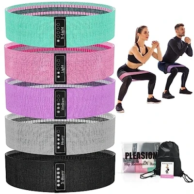 Immagine di PLEASION Elastici Fitness,5 Livelli Bande Elastiche di Resistenza Set Fasce Fitness,Banda Elastica per Allenamento Forza,Bodybuilding, Yoga Pilates Squats Crossfit