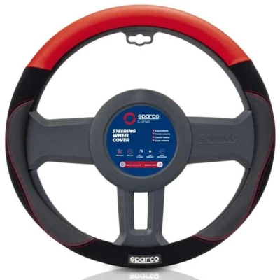 Immagine di SPARCO S122 SPCS122RS Coprivolante Rosso, nero 37 38cm PVC, Pelle elastico