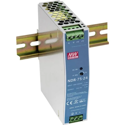 Immagine di Mean Well NDR 75 12 Alimentatore per guida DIN V/DC 6.3 A W Num. uscite:1 x Contenuto 1 pz.