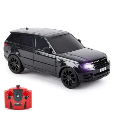Immagine di CMJ RC Cars Range Rover Sport Remote Control Car Scala 1:24 con luci LED funzionanti, Supercar radiocomandata (Nero)