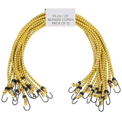 Immagine di PRETEX Corde Elastiche con Gancio Set di 12 Corda Elastica per Teloni Portapacchi Auto e Bici Ganci Elastici 59 cm Giallo