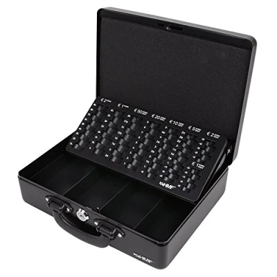Immagine di HMF 10026 02 Cassetta per monete, contamonete, vassoio portamonete, 2 manici, 30 x 24 9 cm, di colore nero