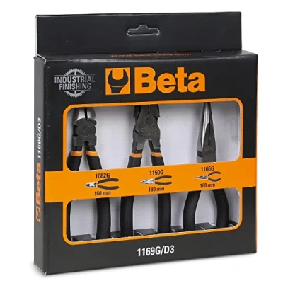 Immagine di Beta 1169G/D3 Assortimento di 1 pinza universale, becchi mezzotondi lunghi e tronchese, con 2 strati PVC antiscivolo finitura industriale