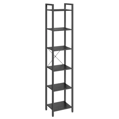 Immagine di VASAGLE Scaffale a 6 Ripiani, Libreria per Ufficio, Studio, Soggiorno, Camera da Letto, 30 x 40 187,5 cm, Stile Industriale, Nero Ebano e LLS101B56