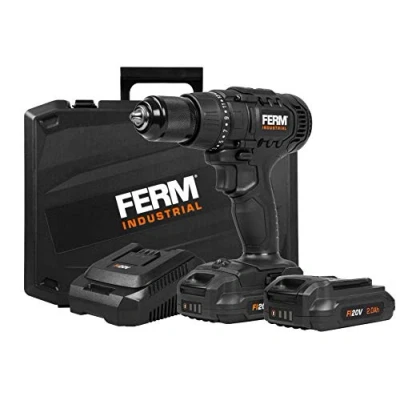 Immagine di FERM Trapano avvitatore a batteria FI20V. Max. coppia 50Nm. Motore 4 poli. Incl. 2 batterie da 2.0Ah, caricabatterie, punte e custodia