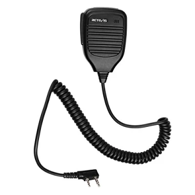 Immagine di Retevis Walkie Talkie 2 Pin Superiore Microfono a Distanza Altoparlante Compatibile con Baofeng UV 5R BF 88E 888S RT24 RT27 Kenwood Sunreal (1 Pezzo)