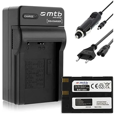 Immagine di Batteria di ricambio + caricatore (corrente, auto) compatibile con Nikon EN EL3 per D50 D70 D70s D100
