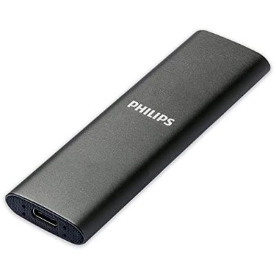 Immagine di Philips External Portable SSD 2TB Ultra Slim SATA Speed USB C, velocità di lettura fino a 550 MB/s, alluminio