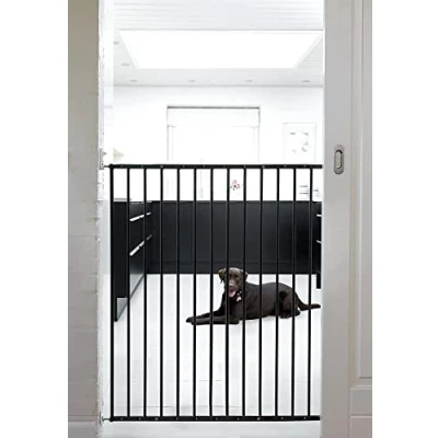 Immagine di Cancello per cani allungabile extra alto Scandinavian Pet Design, 62,5 106,8 cm/24,6 42 pollici di larghezza, 103 cm/40,5 altezza, Nero