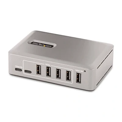 Immagine di StarTech.com Hub USB C 3.0 A 10 Porte 8x + 2x Autoalimentato con Alimentatore da 65W 3.1 10Gbps Multipresa Type Cavo Certificato IF 1m (10G8A2CS HUB)